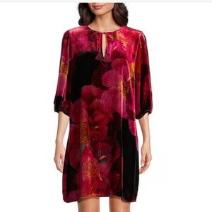 Johnny Was Red and Black Floral Dress